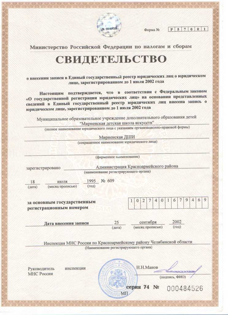 свид-во о регистрации